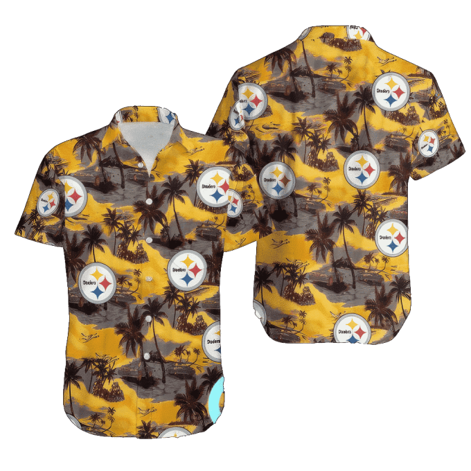 Pittsburgh Steelers Coconut Tree All Over Print Hawaiian Shirt Beach Shirt NFL