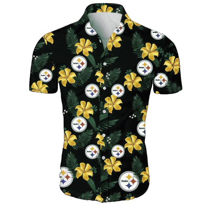 Pittsburgh Steelers Tropical Flower Pattern Hawaiian Shirt Beach Shirt NFL 23
