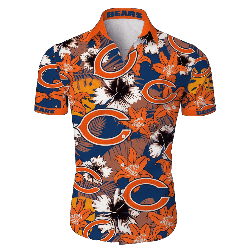 Chicago Bears Tropical Flower Short Sleeve Hawaiian Shirt Gift For Fans NFL 24