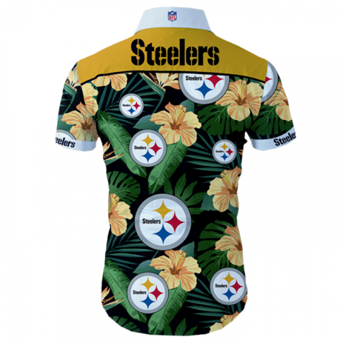 Pittsburgh Steelers Hawaiian Shirt Tropical Flower Short Sleeve