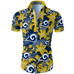 Los Angeles Rams Hawaiian Shirt Tropical Flower Short Sleeve