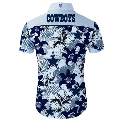 Dallas Cowboys Hawaiian Shirt Tropical Flower Short Sleeve