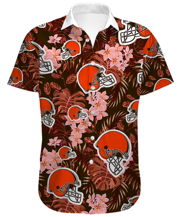 Men’s Cleveland Browns Hawaiian Shirt Tropical Men’s Cleveland Browns Hawaiian Shirt Tropical