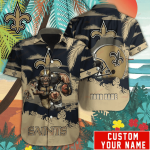 New Orleans Saints Hawaiian Shirt Mascot Customize Your Name New Orleans Saints Hawaiian Shirt Mascot Customize Your Name