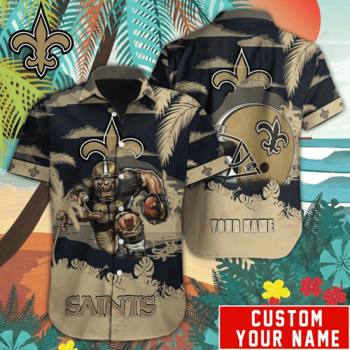 New Orleans Saints Hawaiian Shirt Mascot Customize Your Name