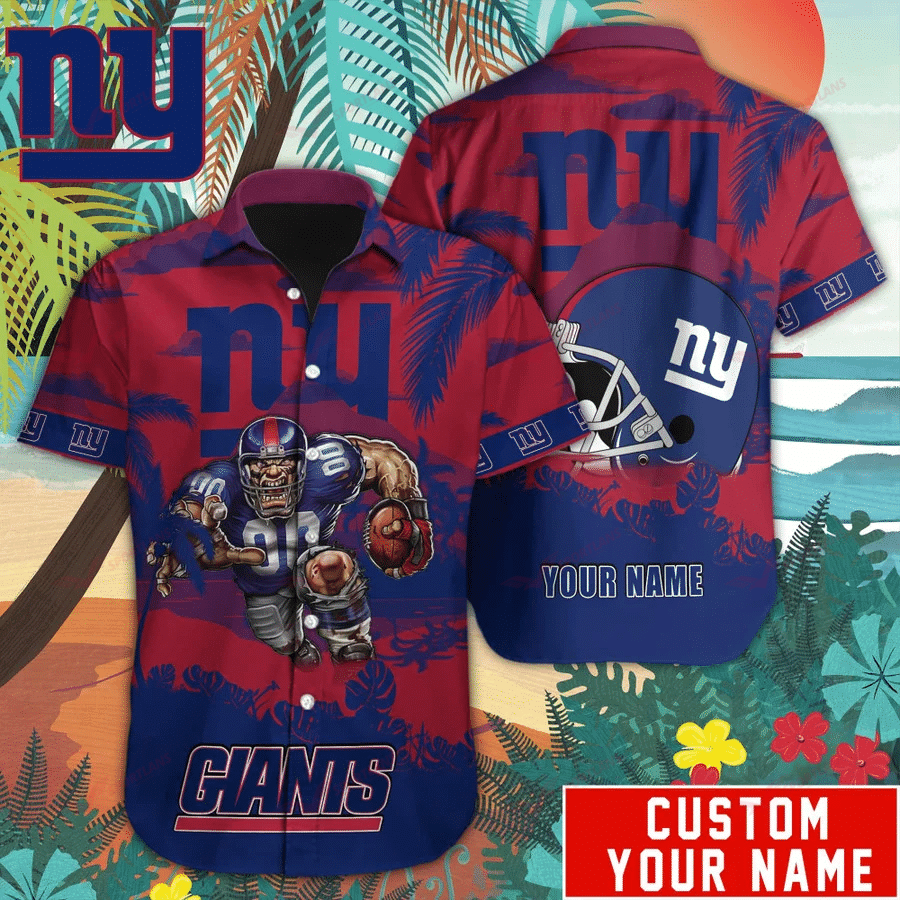 New York Giants Hawaiian Shirt Mascot Customize Your Name New York Giants Hawaiian Shirt Mascot Customize Your Name