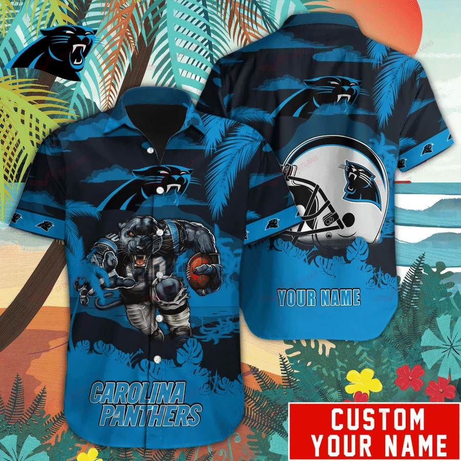 Carolina Panthers Hawaiian Shirt Mascot Customize Your Name Carolina Panthers Hawaiian Shirt Mascot Customize Your Name