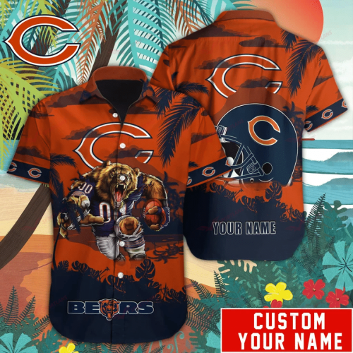 Chicago Bears Hawaiian Shirt Mascot Customize Your Name