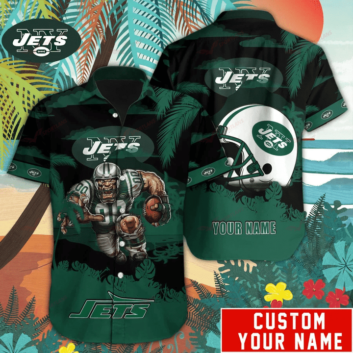 New York Jets Hawaiian Shirt Mascot Customize Your Name New York Jets Hawaiian Shirt Mascot Customize Your Name