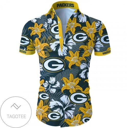 Green Bay Packers Tropical Flower Slim Fit Body Hawaiian Shirt