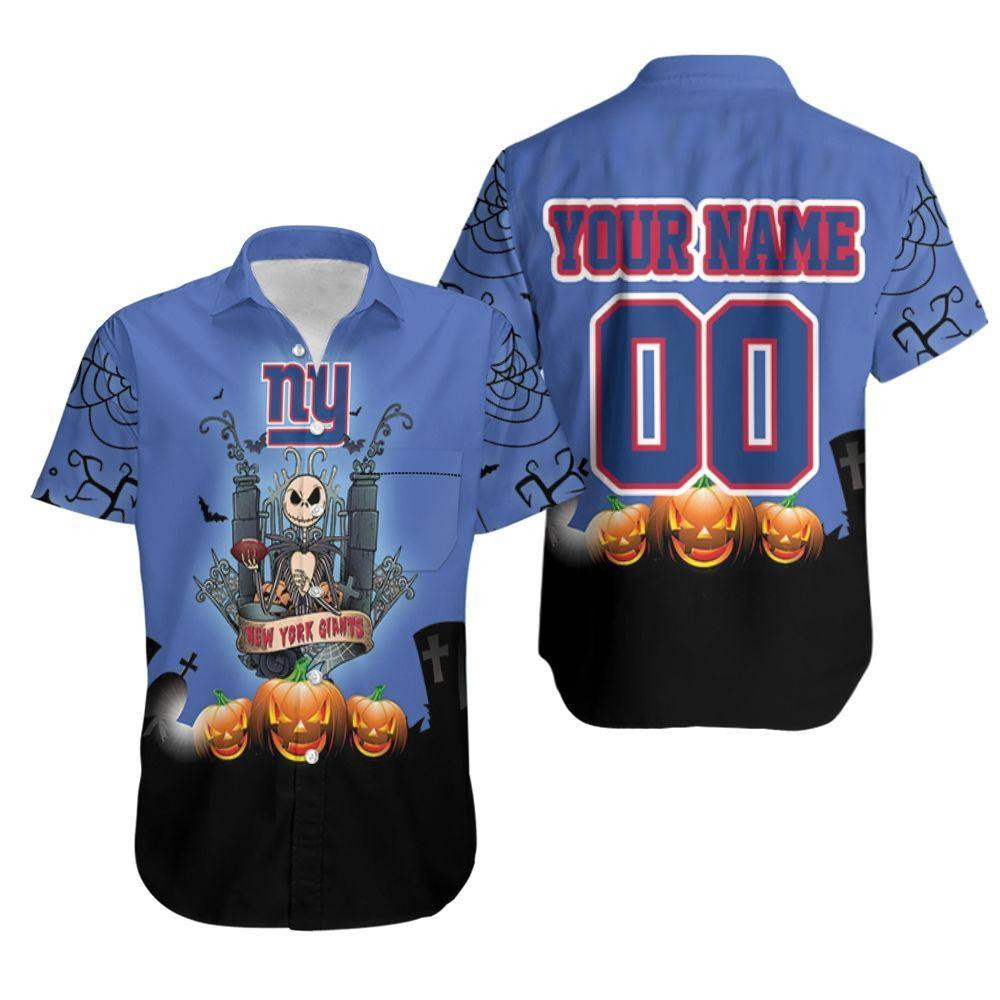Personalized New York Giants And Jack Skellington Hawaiian Shirt Personalized New York Giants And Jack Skellington Hawaiian Shirt