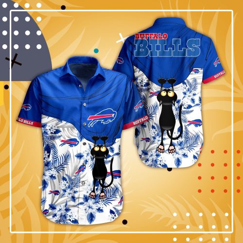 Buffalo Bills Hawaiian Shirt N33 Tropical Flower With Cat