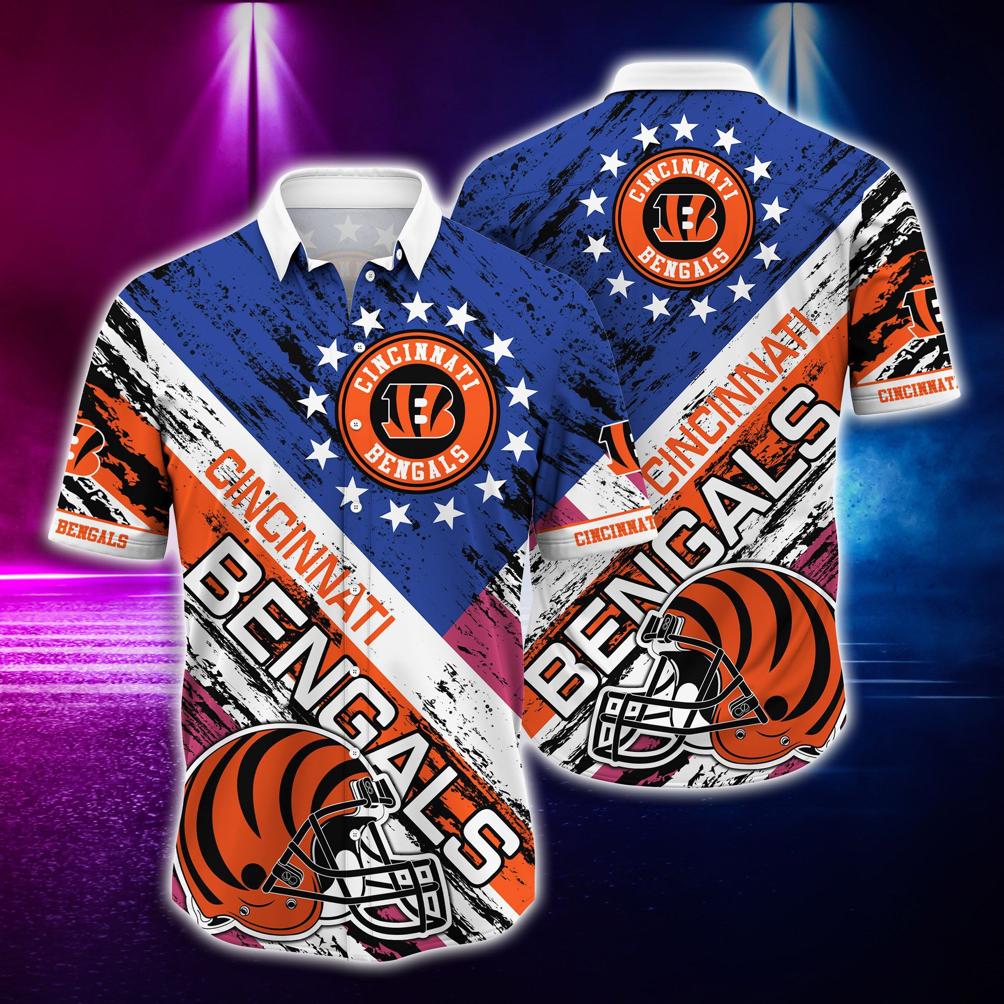 Cincinnati Bengals And Rugby Helmet Hawaiian Shirt Cincinnati Bengals And Rugby Helmet Hawaiian Shirt
