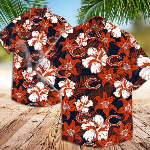 Chicago Bears Hawaiian Shirt Hibiscus Floral Hawaiian Shirt