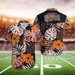 Bengals Hawaiin Shirt Cincinnati Bengals Tropical Flower Short Sleeve Hawaiian Shirt