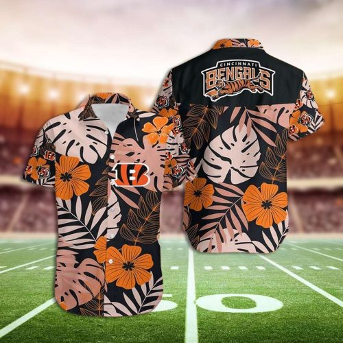 Bengals Hawaiin Shirt Cincinnati Bengals Tropical Flower Short Sleeve Hawaiian Shirt