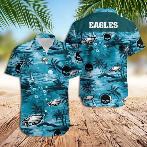 Philadelphia Eagles Hawaiian Shirt Blue Sunset Hawaiian Shirt