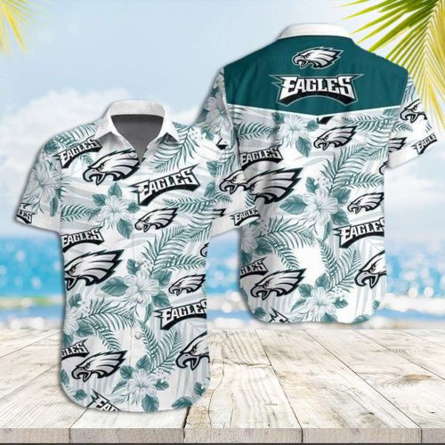 Philadelphia Eagles Hawaiian Shirt Eagles Tropical Leaves Hawaiian Shirt