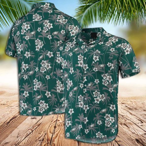 Philadelphia Eagles Hawaiian Shirt Green Floral Woven Hawaiian Shirt