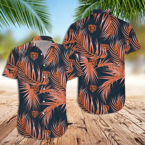 Chicago Bears Hawaiian Shirt Tropical Leaves Hawaiian Shirt