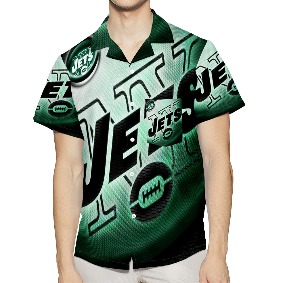New York Jets Emblem v9 3D All Over Print Summer Beach Hawaiian Shirt With Pocket New York Jets Emblem v9 3D All Over Print Summer Beach Hawaiian Shirt With Pocket