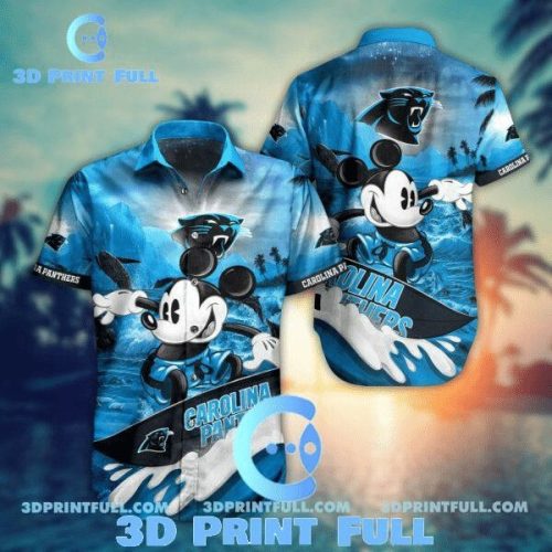 Carolina Panthers Mickey Mouse Blue Hawaiian Shirt