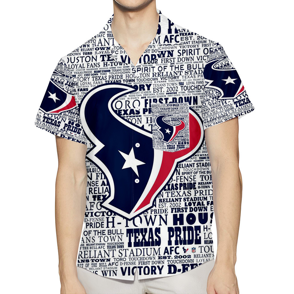 Houston Texans Text1 3D All Over Print Summer Beach Hawaiian Shirt With Pocket Houston Texans Text1 3D All Over Print Summer Beach Hawaiian Shirt With Pocket