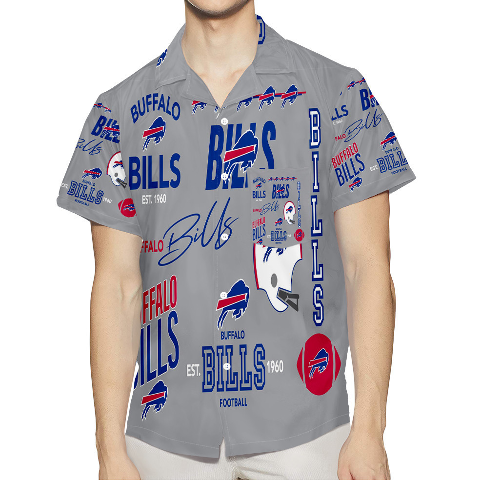 Buffalo Bills Logo v19 3D All Over Print Summer Beach Hawaiian Shirt With Pocket Buffalo Bills Logo v19 3D All Over Print Summer Beach Hawaiian Shirt With Pocket
