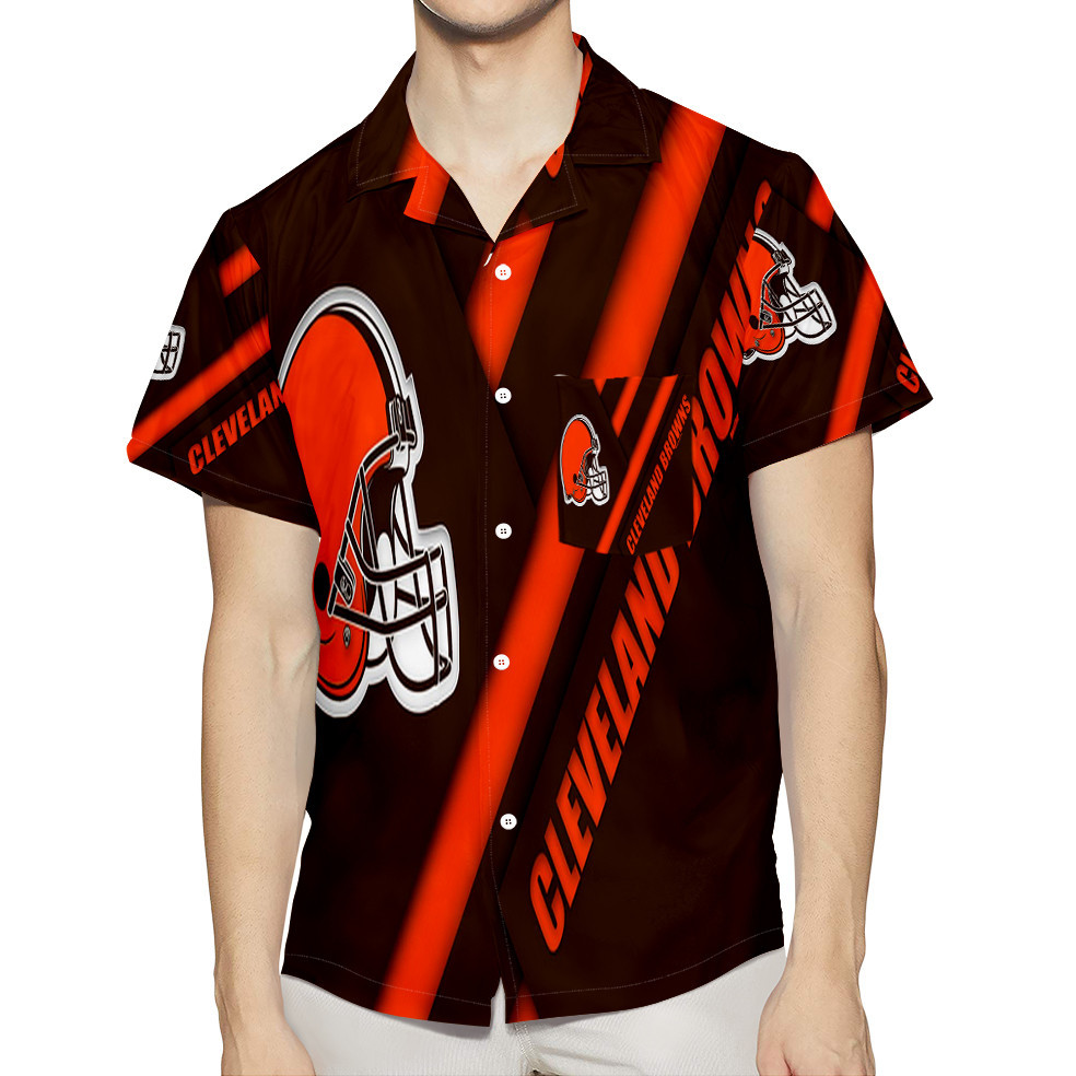 Cleveland Browns Logo 3D All Over Print Summer Beach Hawaiian Shirt With Pocket Cleveland Browns Logo 3D All Over Print Summer Beach Hawaiian Shirt With Pocket