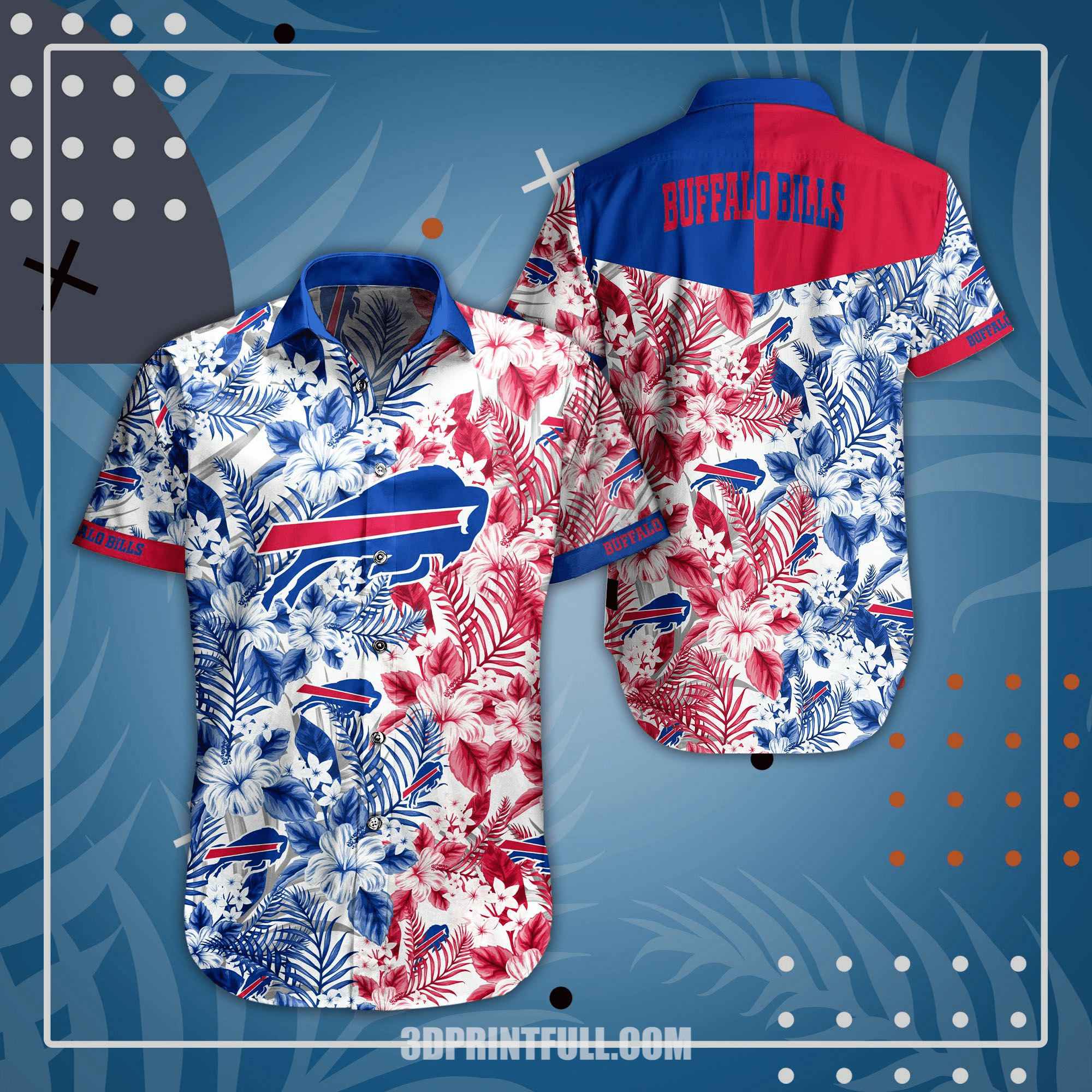 Beach Buffalo Bills Hawaiian Shirt tropical flower summer Beach Buffalo Bills Hawaiian Shirt tropical flower summer