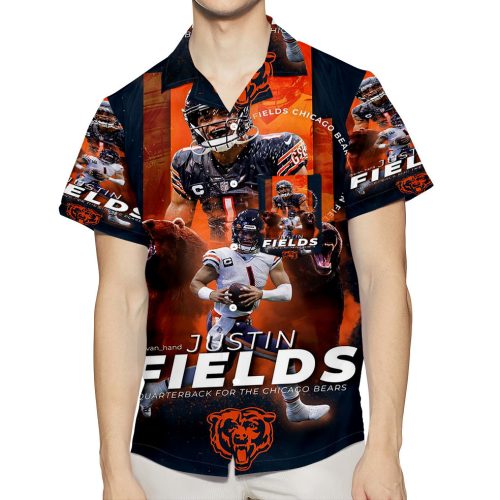 Chicago Bears Justin Fields7 3D All Over Print Summer Beach Hawaiian Shirt With Pocket