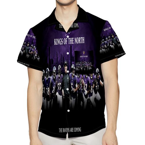 Baltimore Ravens Kings Of The North 3D All Over Print Summer Beach Hawaiian Shirt With Pocket