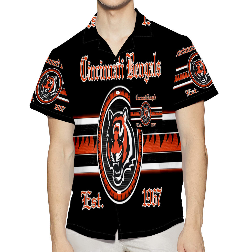 Cincinnati Bengals Emblem v5 3D All Over Print Summer Beach Hawaiian Shirt With Pocket Cincinnati Bengals Emblem v5 3D All Over Print Summer Beach Hawaiian Shirt With Pocket