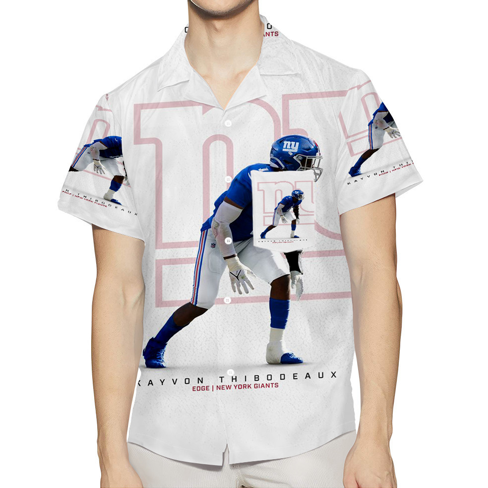 New York Giants Kayvon Thibodeaux1 3D All Over Print Summer Beach Hawaiian Shirt With Pocket New York Giants Kayvon Thibodeaux1 3D All Over Print Summer Beach Hawaiian Shirt With Pocket