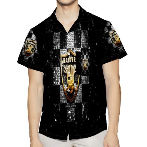 Las Vegas Raiders Logo Art Glitter 3D All Over Print Summer Beach Hawaiian Shirt With Pocket