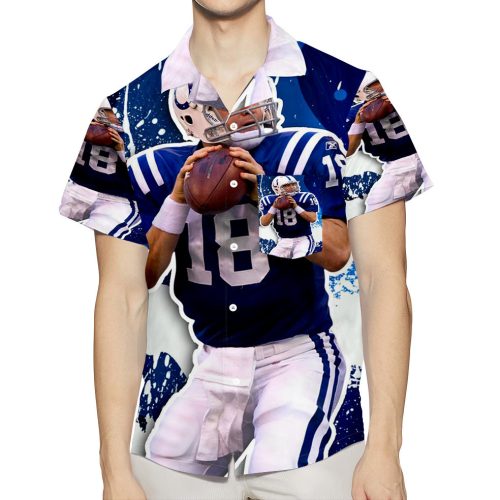Indianapolis Colts Peyton Manning3 3D All Over Print Summer Beach Hawaiian Shirt With Pocket