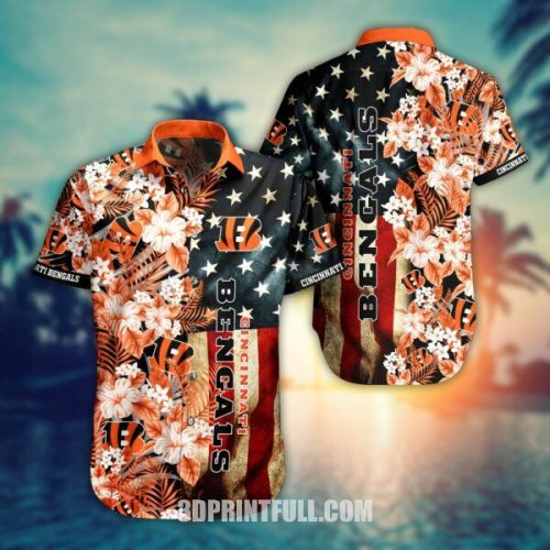 Cincinnati Bengals Hawaiian Shirt Flag Flower