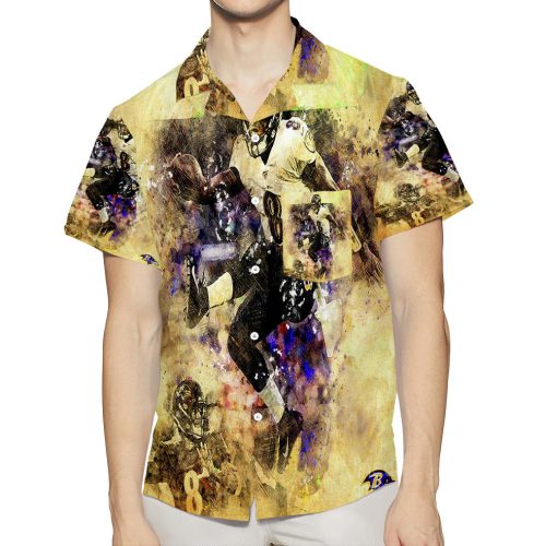 Baltimore Ravens Lamar Jackson 8 v4 3D All Over Print Summer Beach Hawaiian Shirt With Pocket