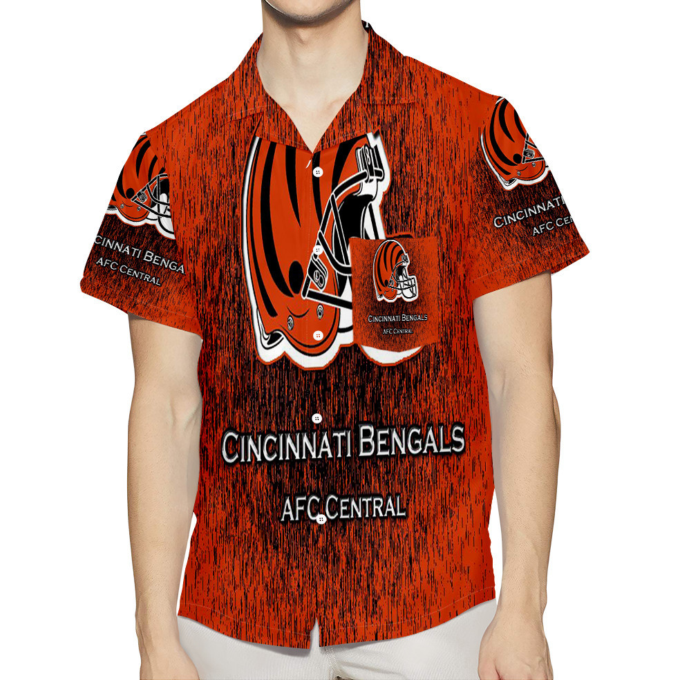 Cincinnati Bengals Emblem Helmet v1 3D All Over Print Summer Beach Hawaiian Shirt With Pocket Cincinnati Bengals Emblem Helmet v1 3D All Over Print Summer Beach Hawaiian Shirt With Pocket