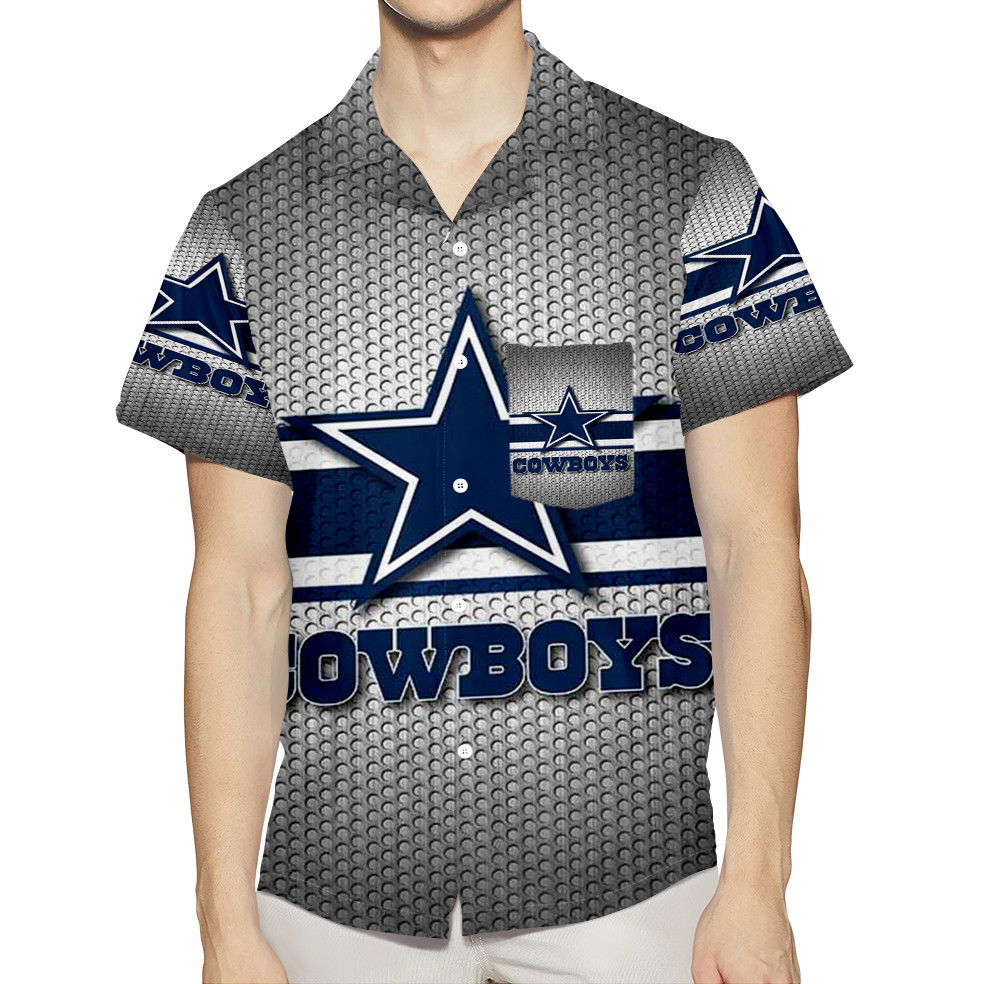 Dallas Cowboys Star Gray 3D All Over Print Summer Beach Hawaiian Shirt With Pocket Dallas Cowboys Star Gray 3D All Over Print Summer Beach Hawaiian Shirt With Pocket