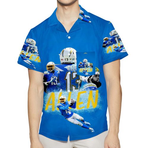 Los Angeles Chargers 13 Allen v19 3D All Over Print Summer Beach Hawaiian Shirt With Pocket