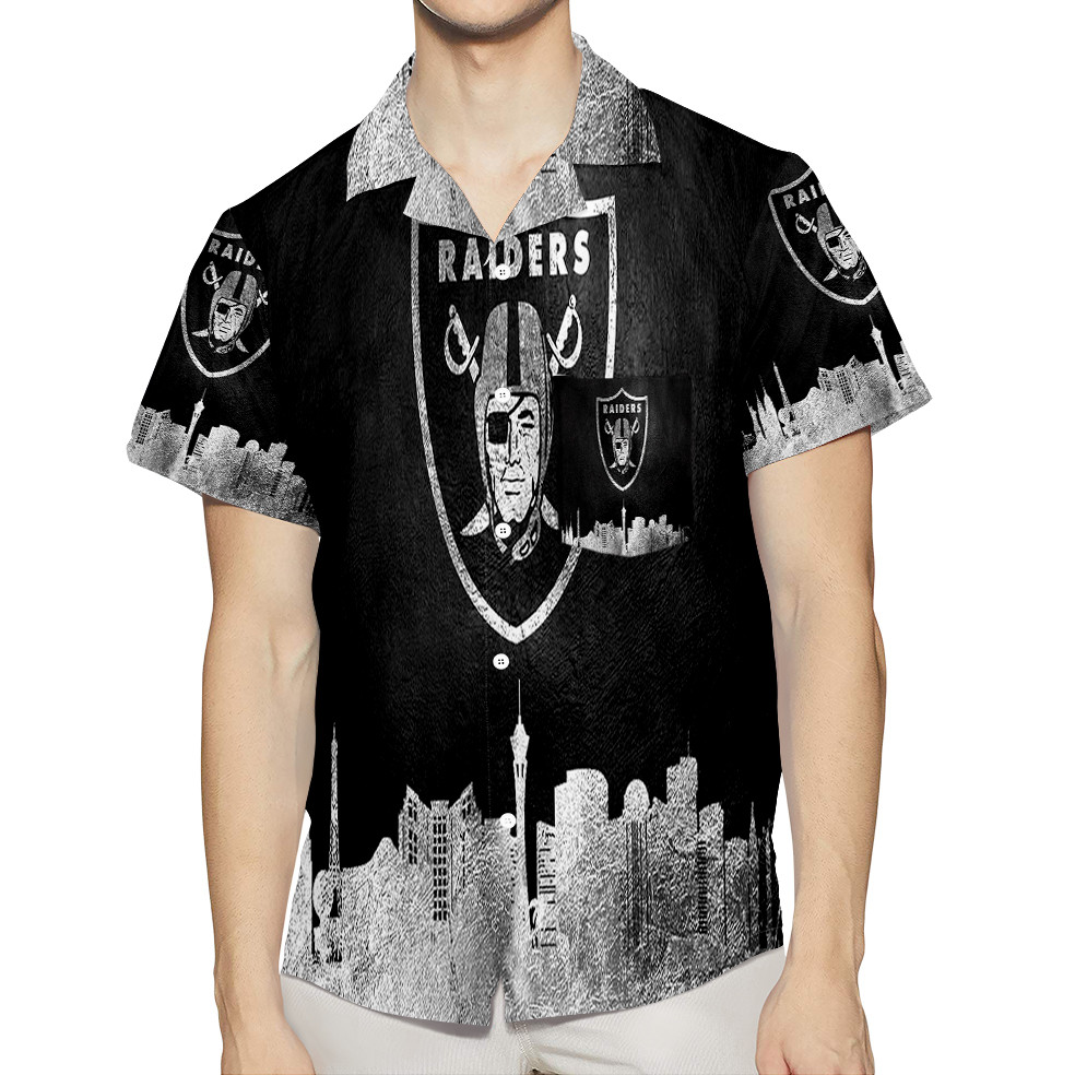 Las Vegas Raiders Logo City 3D All Over Print Summer Beach Hawaiian Shirt With Pocket Las Vegas Raiders Logo City 3D All Over Print Summer Beach Hawaiian Shirt With Pocket