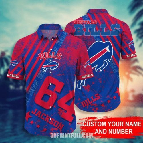 Buffalo Bills Custom Name Number Colorful Hawaiian Shirt