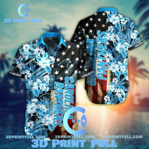 Carolina Panthers Hawaiian Shirt Flag Flower