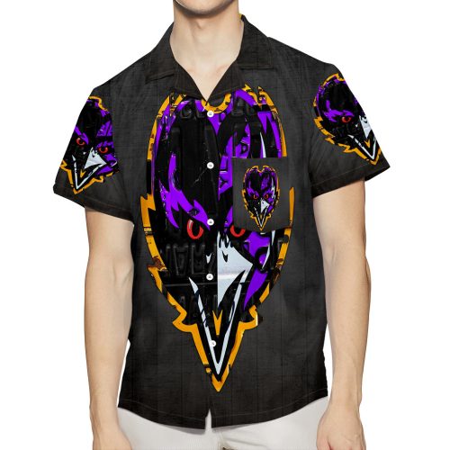 Baltimore Ravens Logo8 3D All Over Print Summer Beach Hawaiian Shirt With Pocket