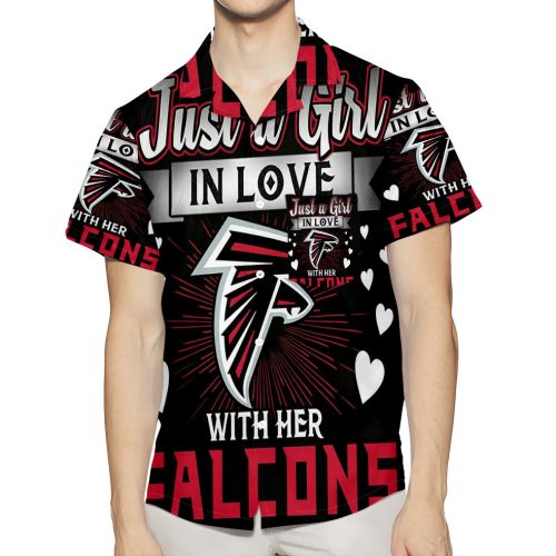 Atlanta Falcons Just A Girl In Love With Her Falcons 3D All Over Print Summer Beach Hawaiian Shirt With Pocket