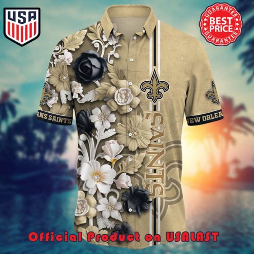 NFL NEW ORLEANS SAINTS FLOWER HAWAIIAN SHIRT AND TSHIRT FOR FANS NEW SUMMER ALOHA FOOTBALL SHIRTS