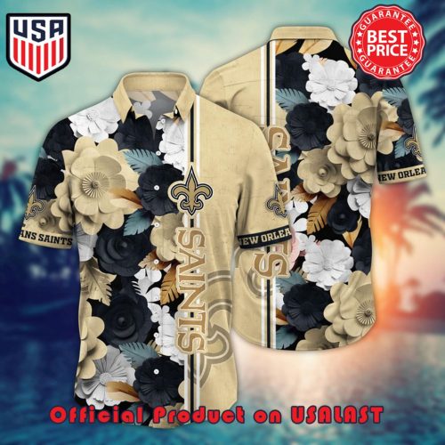 NFL NEW ORLEANS SAINTS FLOWER HAWAIIAN SHIRT FOR FANS NEW SUMMER ALOHA FOOTBALL SHIRTS