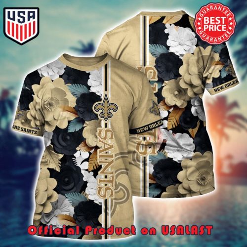 NFL NEW ORLEANS SAINTS FLOWER HAWAIIAN SHIRT FOR FANS NEW SUMMER ALOHA FOOTBALL SHIRTS