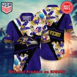 BALTIMORE RAVENS NFL FLOWER HAWAIIAN SHIRT AND TSHIRT FOR FANS CUSTOM NAME SUMMER FOOTBALL SHIRTS